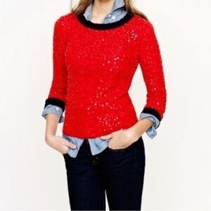J. Crew Red and Blue Sequin Sweater Sz S NWOT
